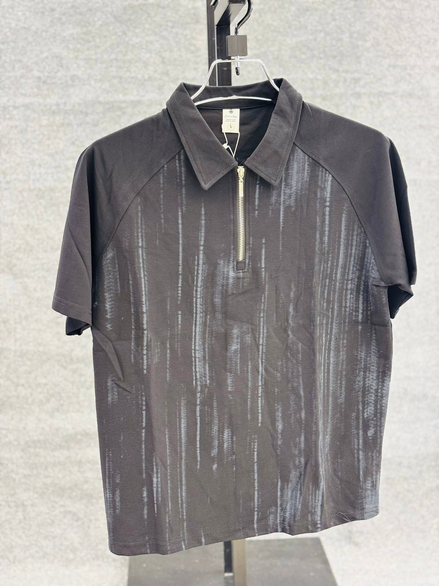 Shibori Brown Zip Polo Shirt PS-4320