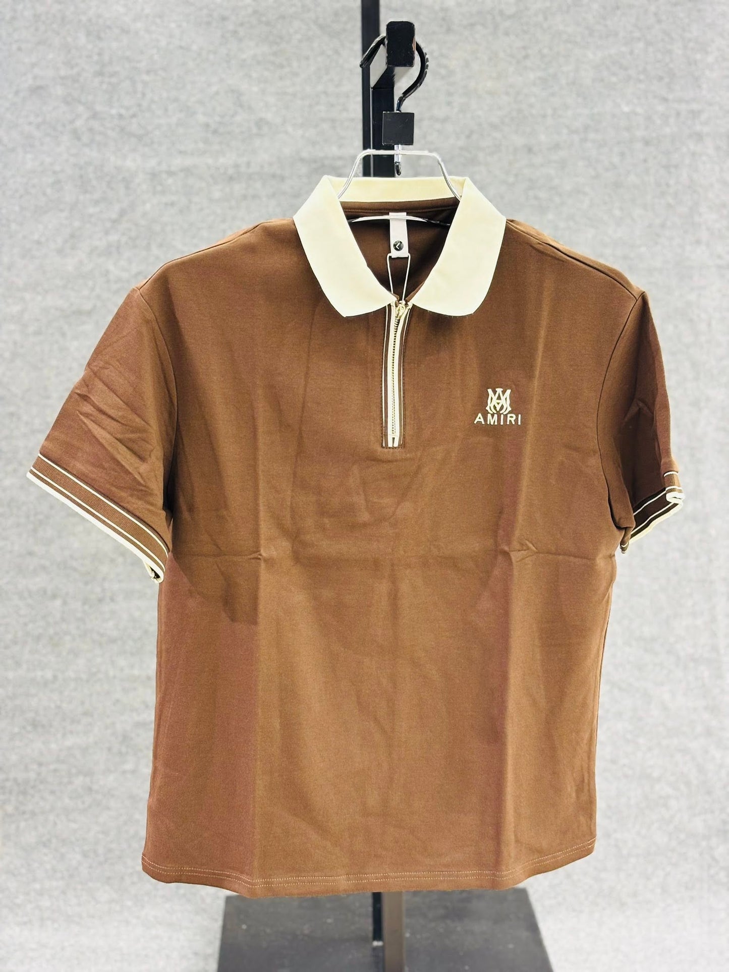 Amiri Brown Zip Polo Shirt PS-4317