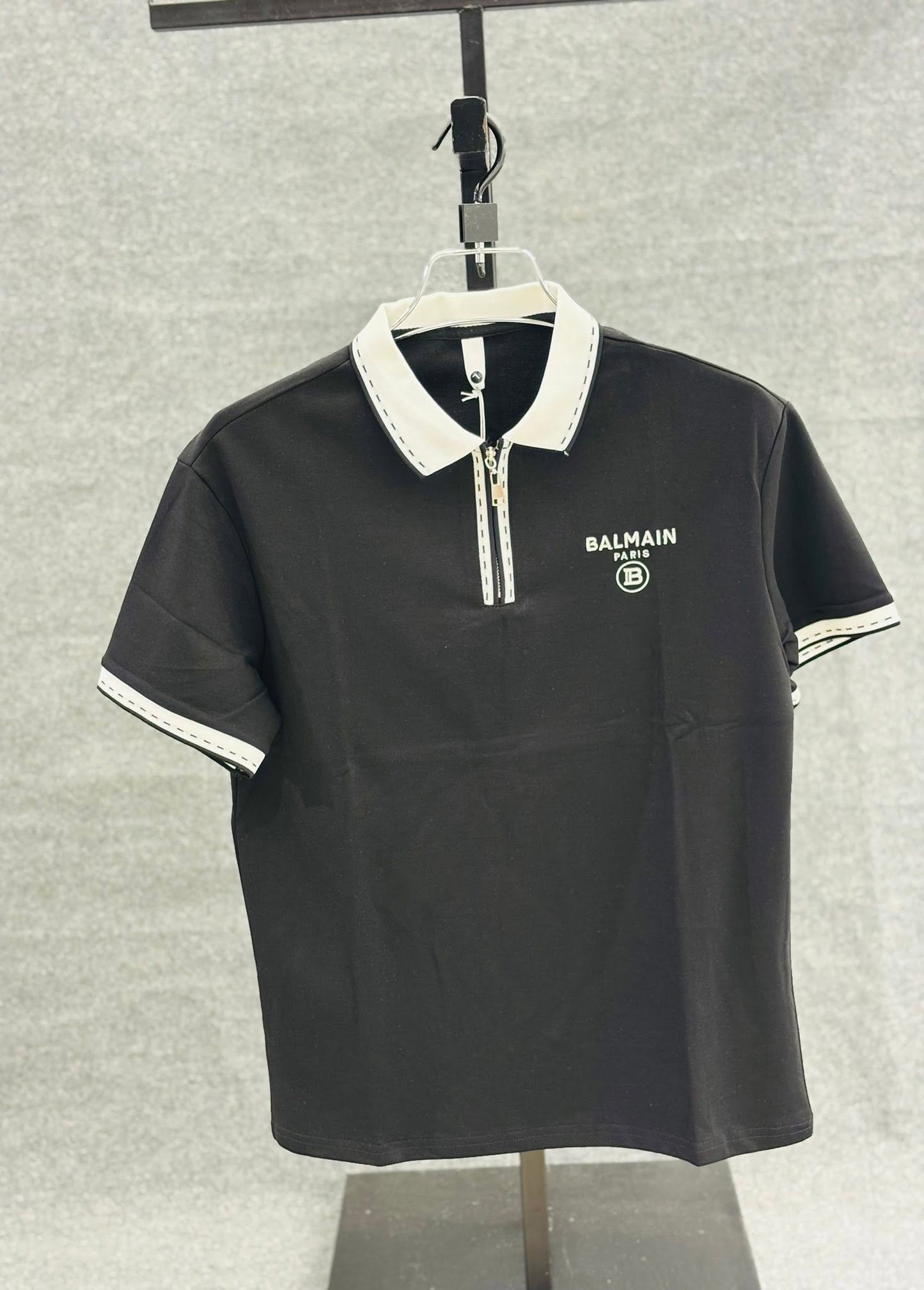 Balmain Black Zip Polo Shirt PS-4339