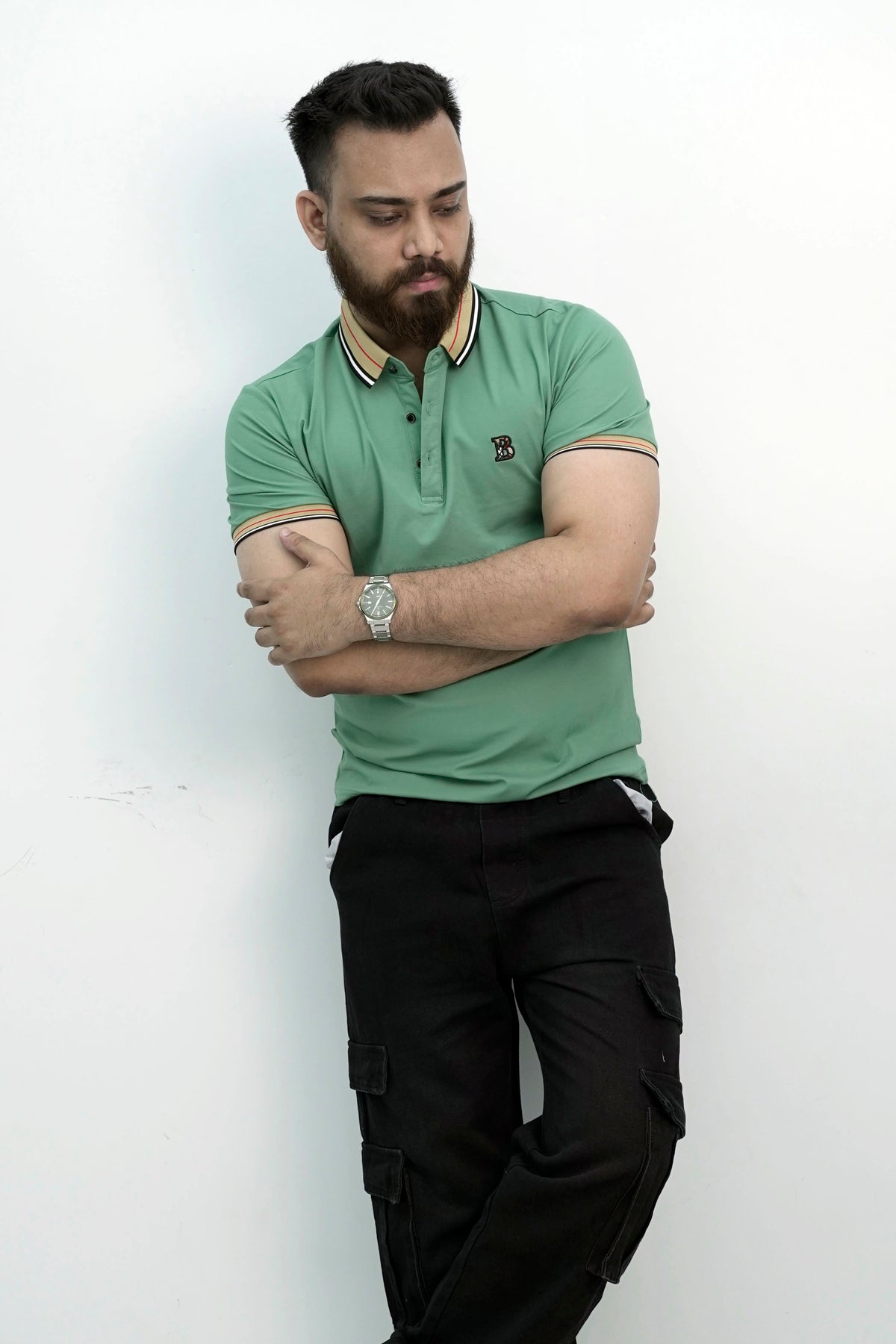 Beatific Button Teal Polo Shirt PS-0329