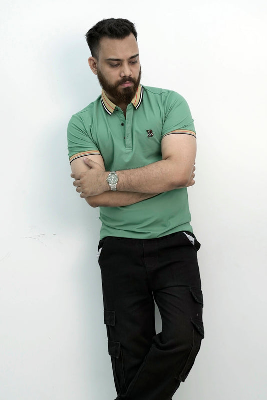 Beatific Button Teal Polo Shirt PS-0329