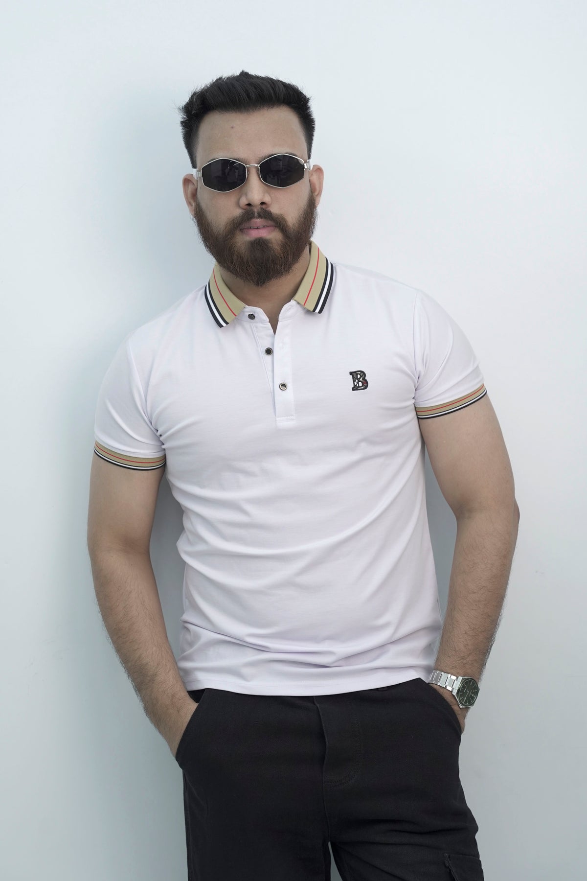 Beatific Button White Polo Shirt PS-0327