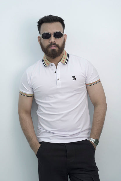 Beatific Button White Polo Shirt PS-0327