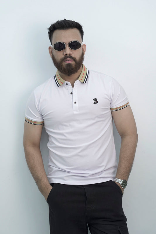 Beatific Button White Polo Shirt PS-0327