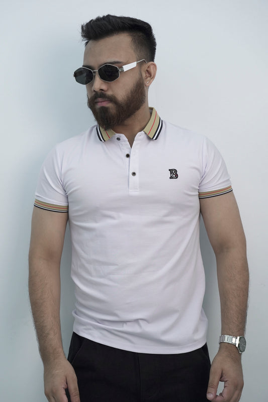 Beatific Button White Polo Shirt PS-0327