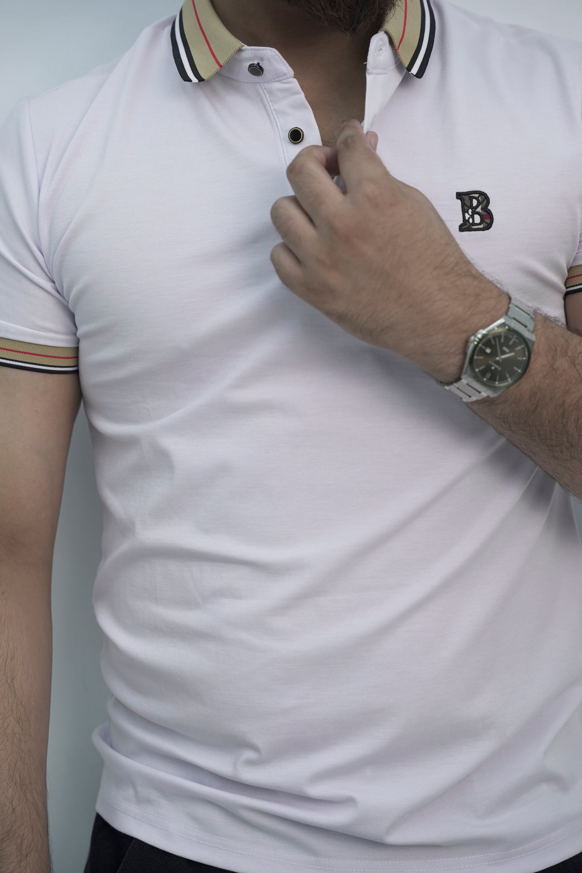 Beatific Button White Polo Shirt PS-0327