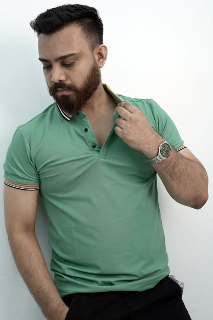 Beatific Button Teal Polo Shirt PS-0329