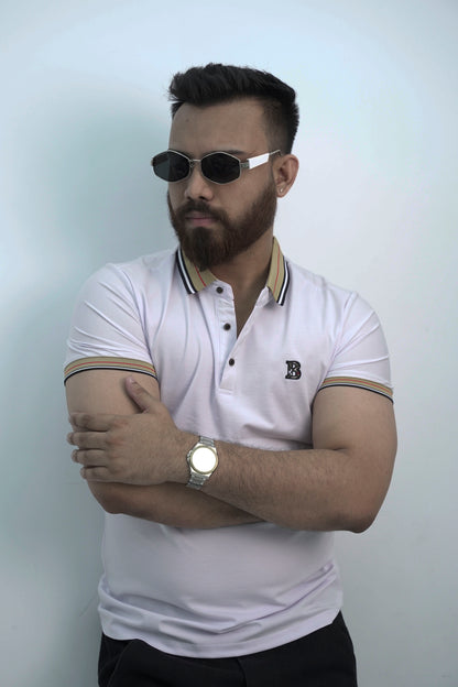 Beatific Button White Polo Shirt PS-0327