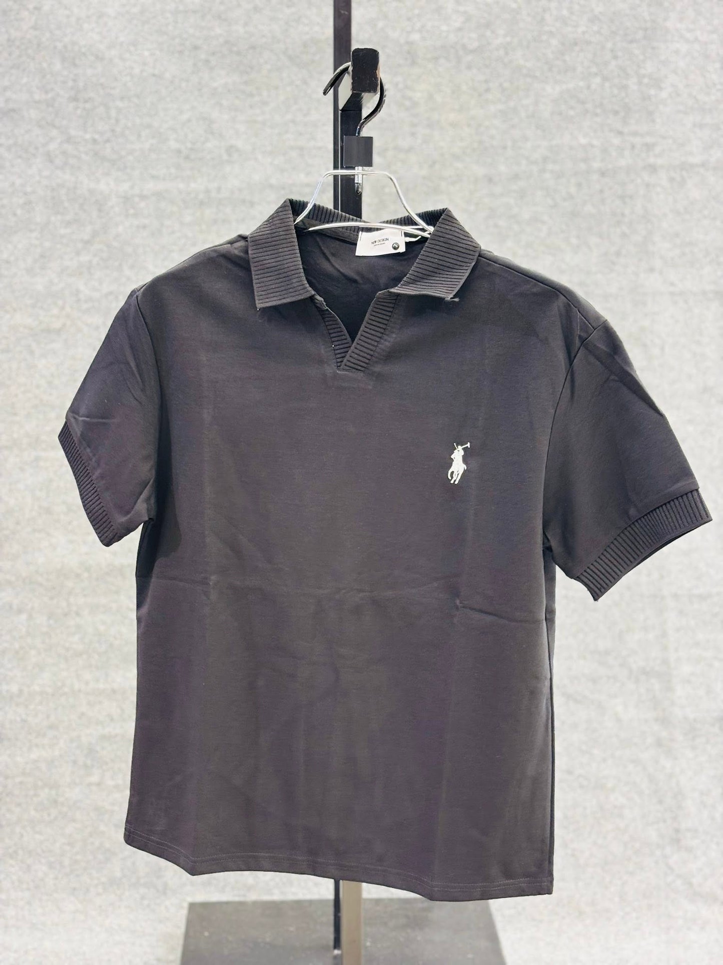 Polo RL Black V-Neck Polo Shirt PS-4336