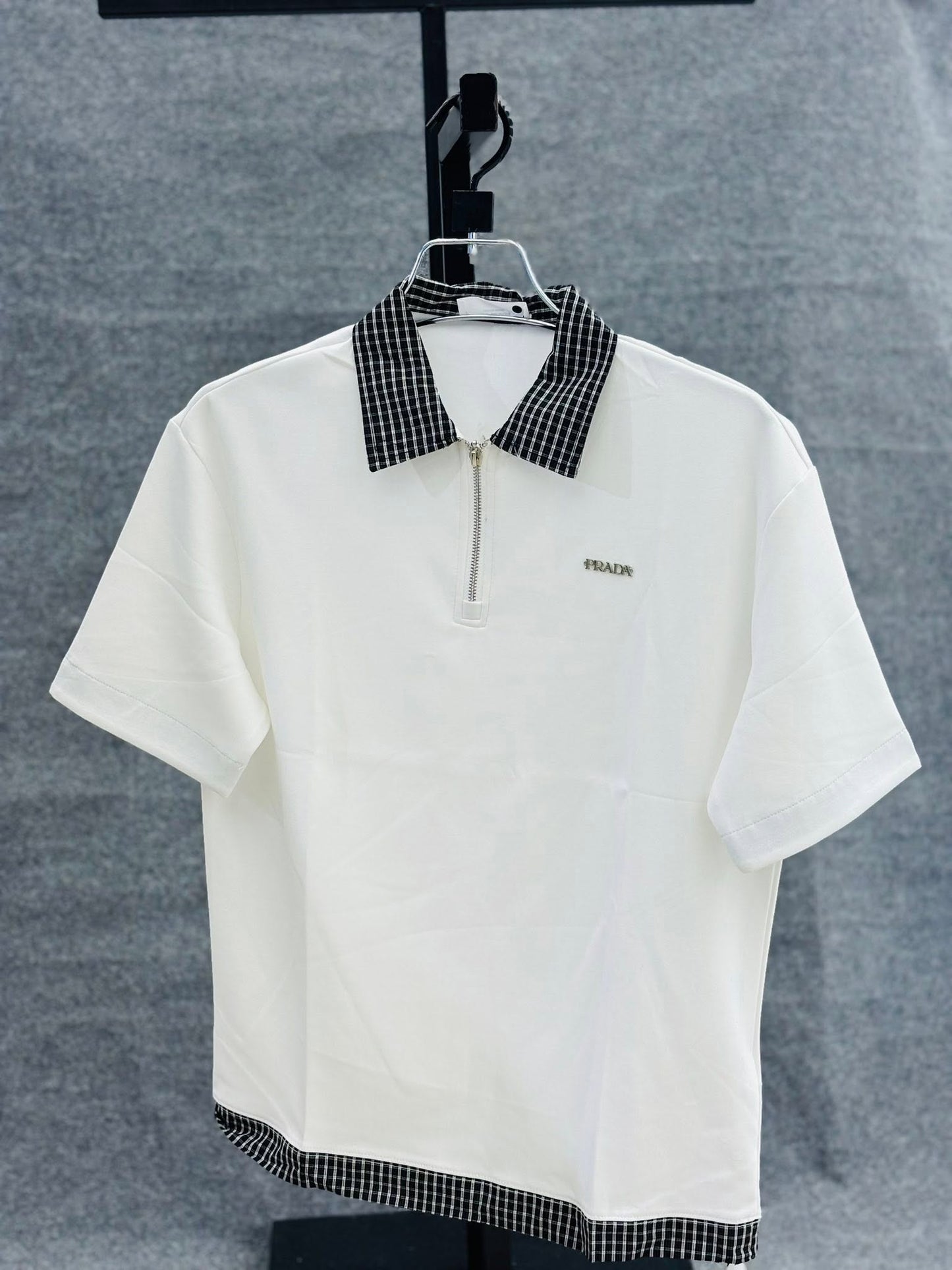 Prada White Zip Polo Shirt PS-4327