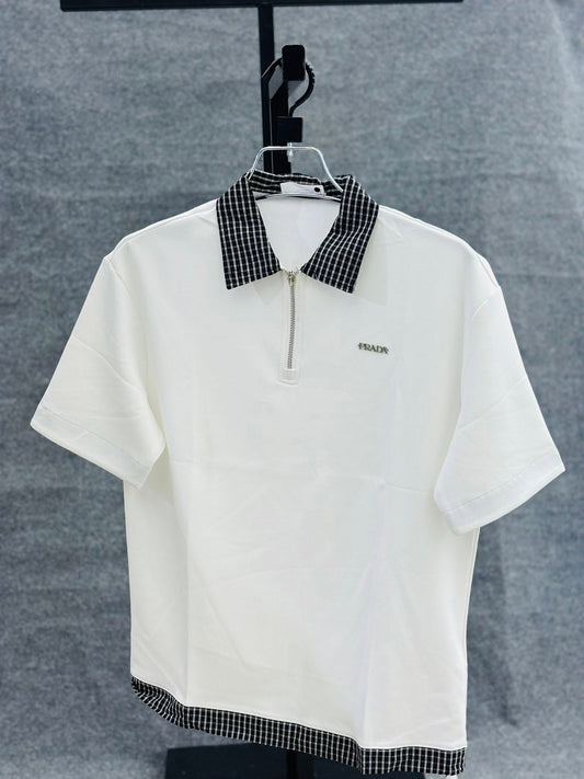 Prada White Zip Polo Shirt PS-4327