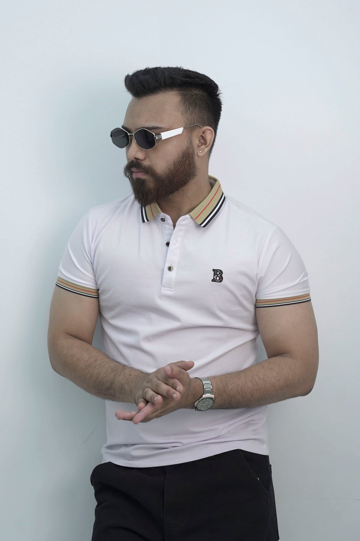 Beatific Button White Polo Shirt PS-0327
