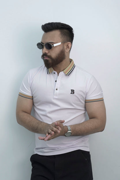 Beatific Button White Polo Shirt PS-0327